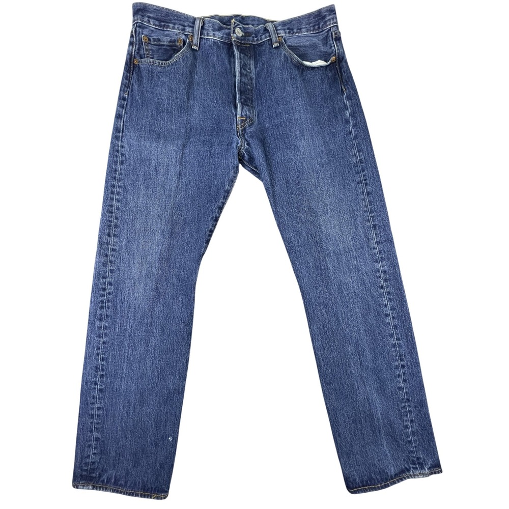 Levis Jeans Mens 36x32 Blue 501 Original Fit Button Fly Straight Leg Denim